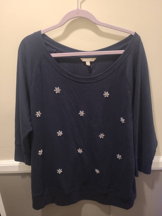 Banana Republic Sweaters - Banana Republic Navy Blue rhinestone Embellished 3/4 Sleeve Sweater Sz XL